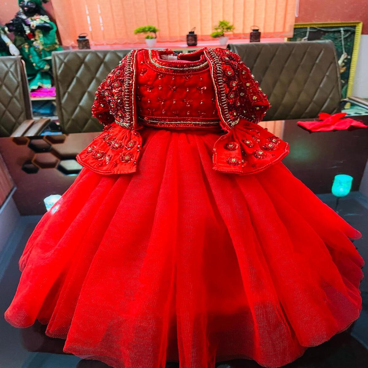 Red Design Jacket Style Dress For Radha Krishna Ji